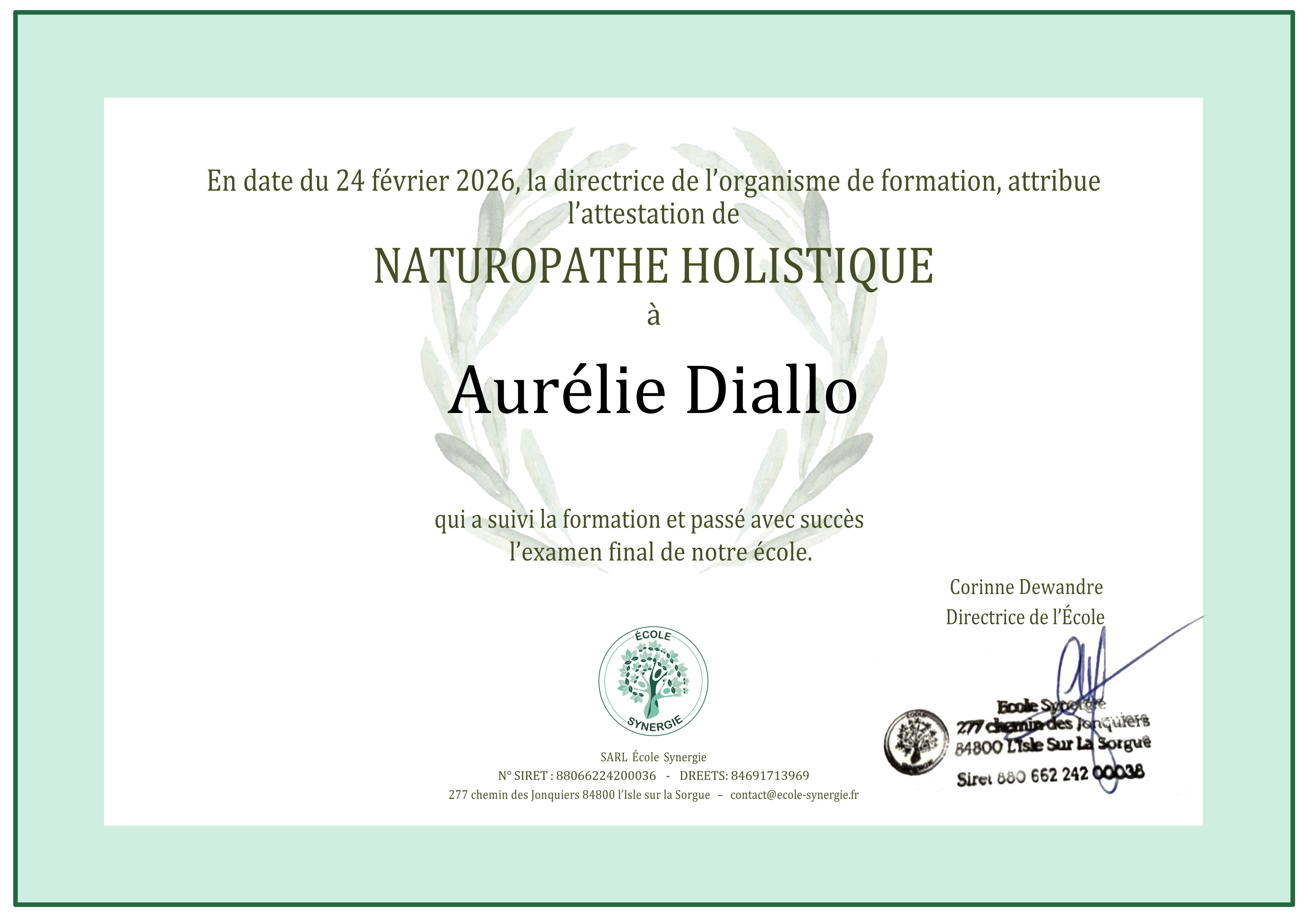 Diplôme de Naturopathie